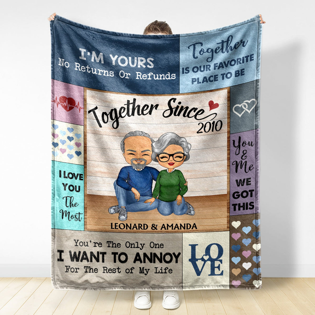 Je t'aime le plus ensemble depuis que nous sommes en couple - Cadeau d'anniversaire pour conjoint, mari, femme, petit ami, petite amie - Couverture polaire personnalisée