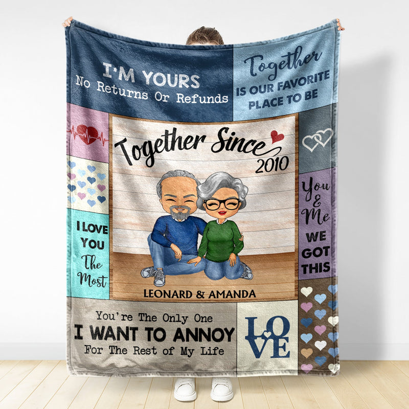 Je t'aime le plus ensemble depuis que nous sommes en couple - Cadeau d'anniversaire pour conjoint, mari, femme, petit ami, petite amie - Couverture polaire personnalisée