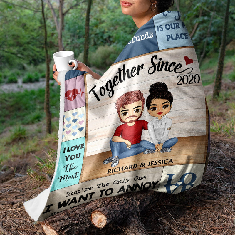 Je t'aime le plus ensemble depuis que nous sommes en couple - Cadeau d'anniversaire pour conjoint, mari, femme, petit ami, petite amie - Couverture polaire personnalisée