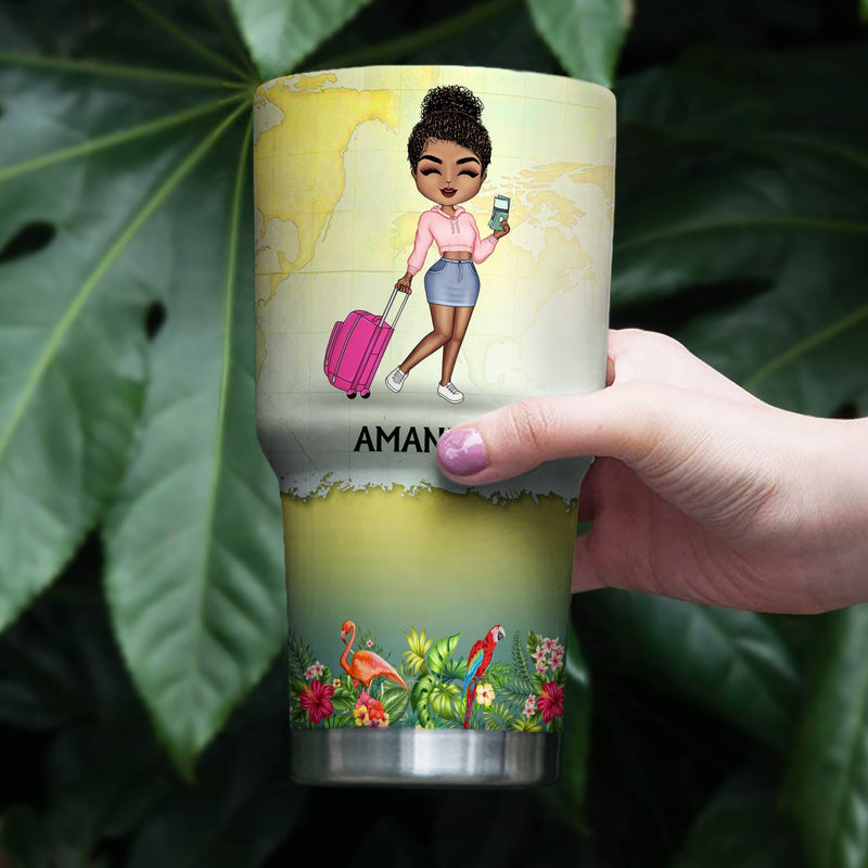 Juste une fille ou un garçon qui aime voyager et faire des croisières - Cadeau d'anniversaire pour lui, elle, les amoureux des voyages et des vacances - Gobelet personnalisé de 30 oz