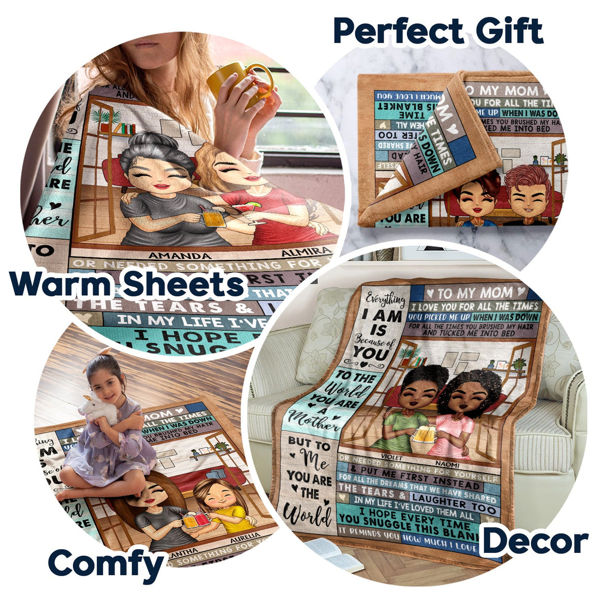 To My Mom I Love You For All The Times - Birthday, Loving Gift For Children, Kids - Personalized Custom Blanket - Birthday, Loving Gift For Mommy, Mother - Personalized Custom Fleece Blanket