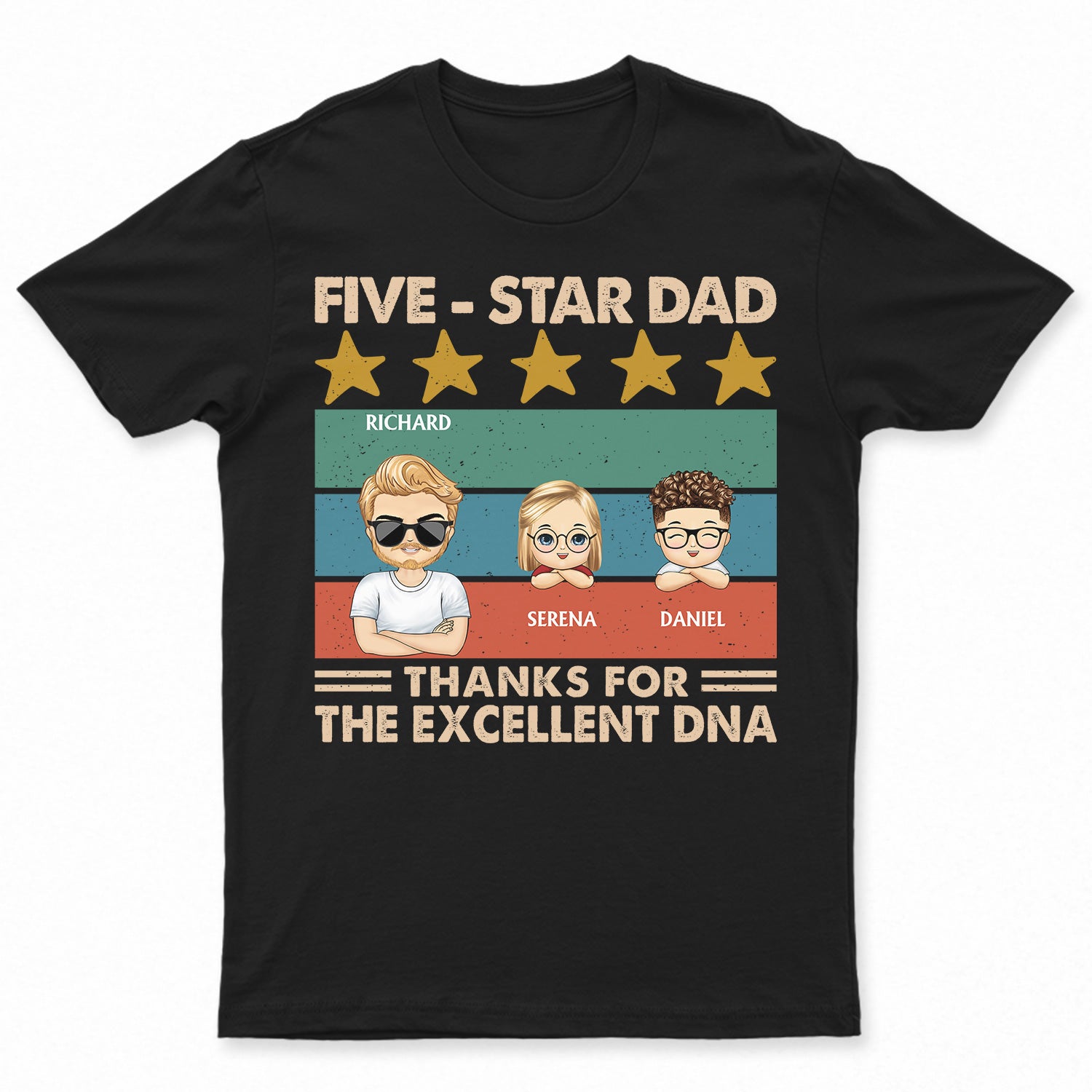 Five-Star Dad Thanks For The Excellent DNA - Birthday, Loving Gift For Father, Grandpa, Grandfather - Personalized Custom T Shirt