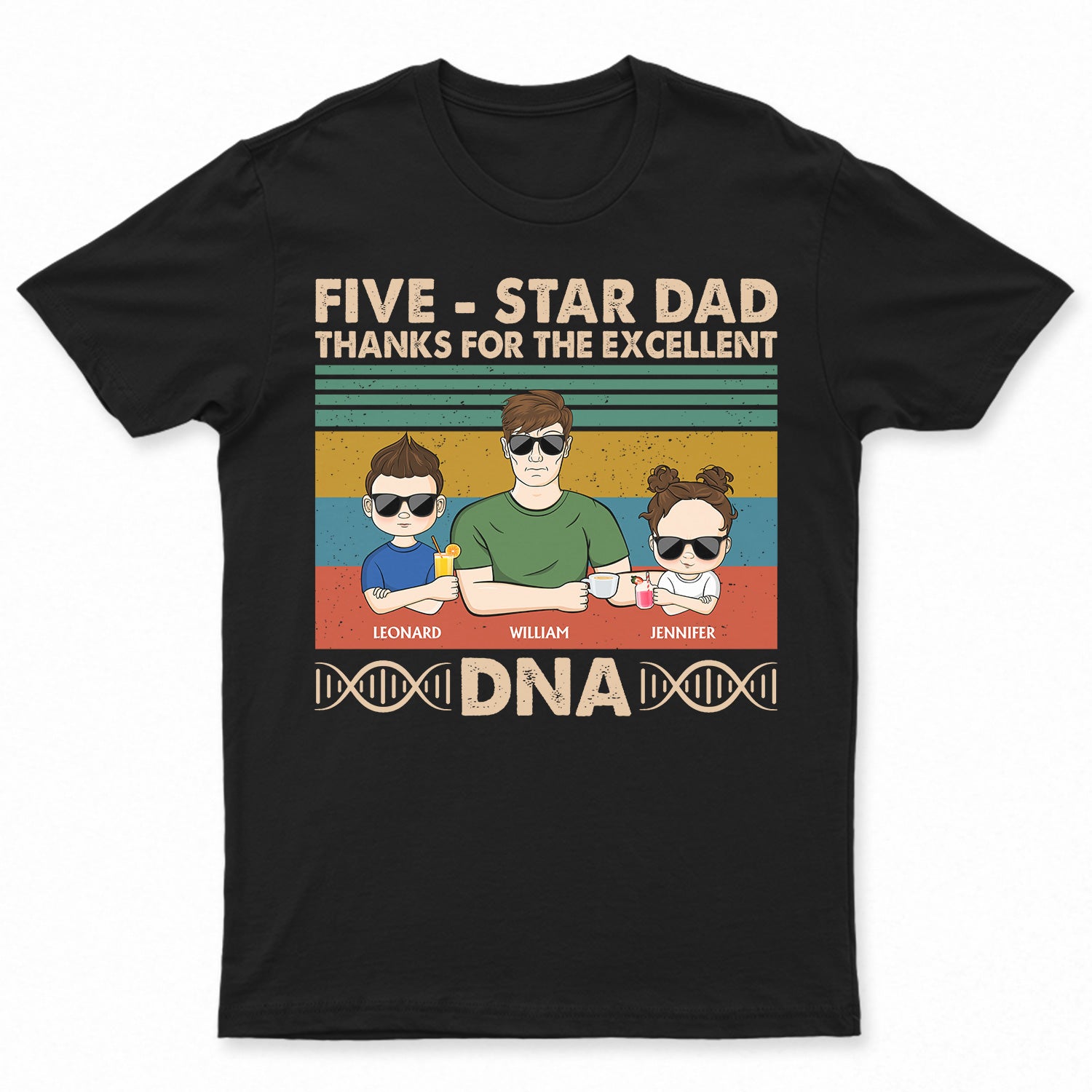 Five-Star Dad Thanks For The Excellent DNA Young - Birthday, Loving Gift For Daddy, Father, Grandpa, Grandfather - Personalized Custom T Shirt