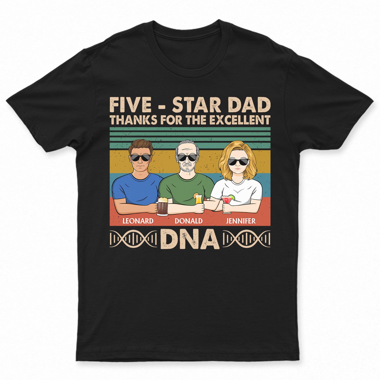 Five-Star Dad Thanks For The Excellent DNA - Birthday, Loving Gift For Papa, Father, Grandpa, Grandfather - Personalized Custom T Shirt