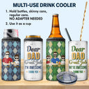 Dear Dad Great Job We're Awesome Thank You Young Argyle Pattern - Birthday, Loving Gift For Father, Grandpa, Grandfather - Personalized Custom 4 In 1 Can Cooler Tumbler