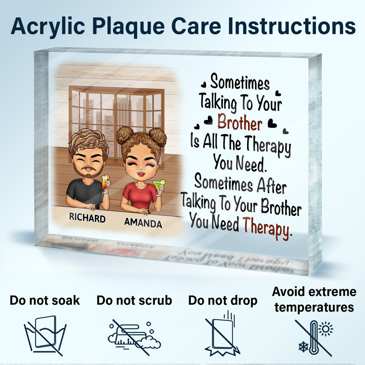 Sometimes Talking To Your Sister - Funny, Home Decor, Birthday Gifts For Sisters, Brothers, Family, Siblings - Personalized Custom Rectangle Shaped Acrylic Plaque