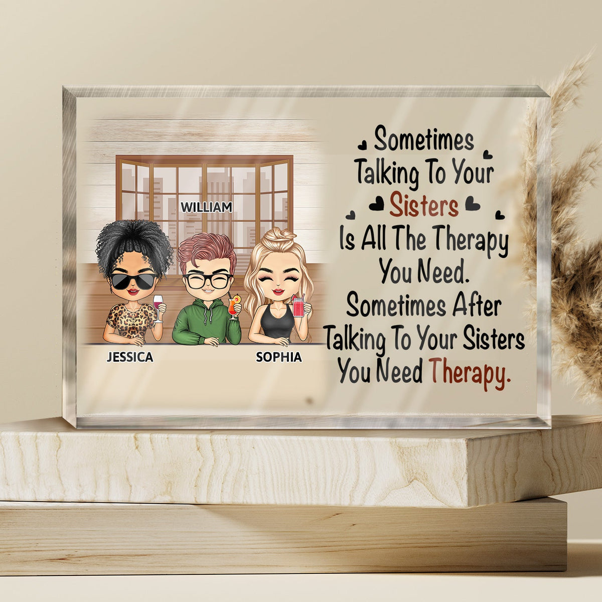 Sometimes Talking To Your Sister - Funny, Home Decor, Birthday Gifts For Sisters, Brothers, Family, Siblings - Personalized Custom Rectangle Shaped Acrylic Plaque