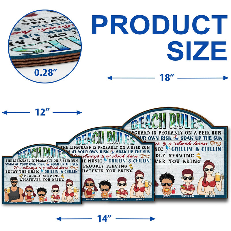 Pool Rules Swim At Your Own Risk Grilling Kids - Home Decor, Backyard Decor, Gift For Her, Him, Family, Couples - Personalized Custom Shaped Wood Sign