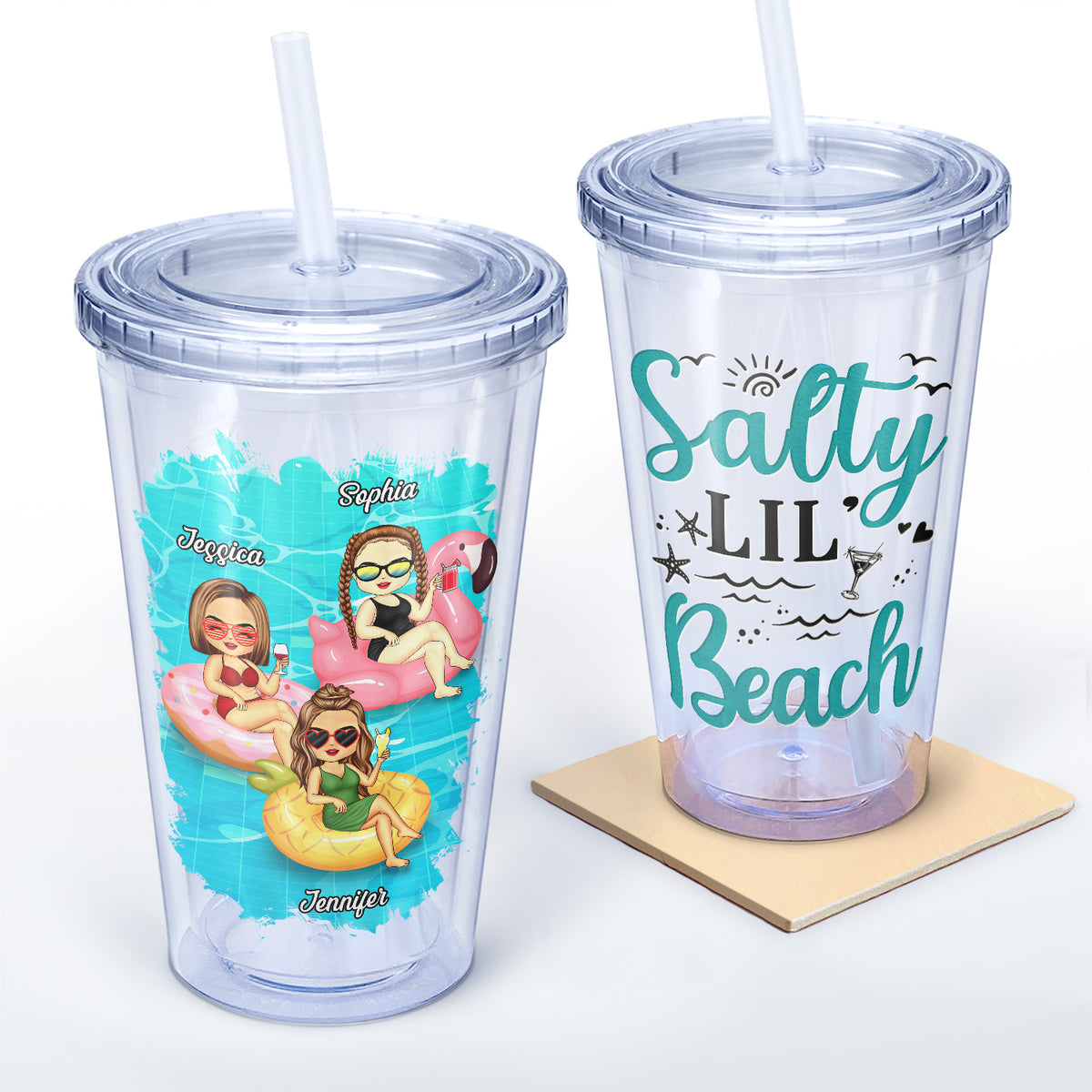 Tanned And Tipsy Personalized Beach Girl Tumbler Cup, Gift For