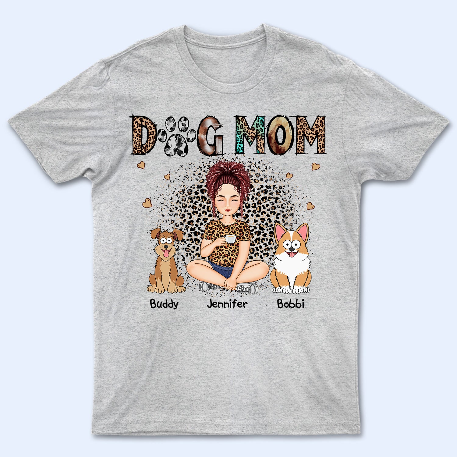 Leopard Dog Mom With Dogs - Birthday, Anniversary, Funny Gift For Women, Dog Lovers - Personalized T Shirt