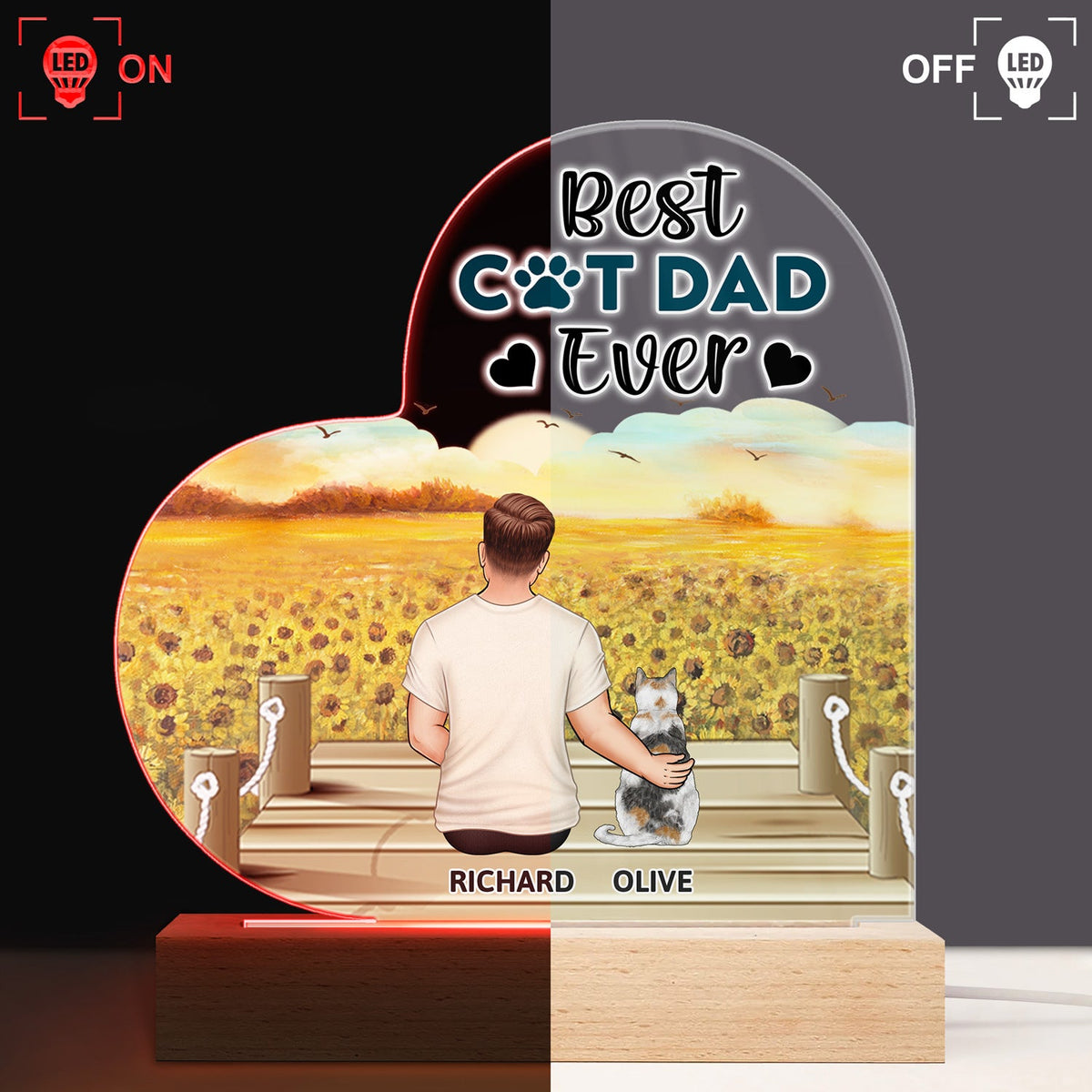 A Bond That Can't Be Broken - Gift For Cat Lovers, Cat Mom, Cat Dad - Personalized 3D Led Light Wooden Base