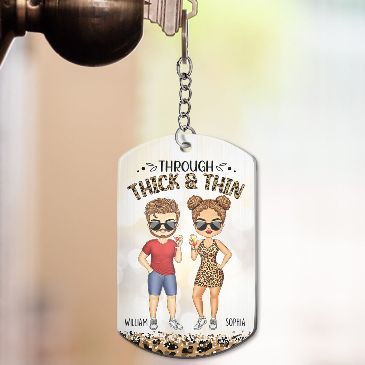 Through Thick & Thin I Promise Chibi - Funny, Anniversary, Birthday Gift For Bestie, Friend, Sibling - Personalized Aluminum Keychain