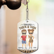 Through Thick & Thin I Promise Chibi - Funny, Anniversary, Birthday Gift For Bestie, Friend, Sibling - Personalized Aluminum Keychain