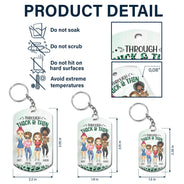 Through Thick & Thin I Promise Chibi - Funny, Anniversary, Birthday Gift For Bestie, Friend, Sibling - Personalized Aluminum Keychain