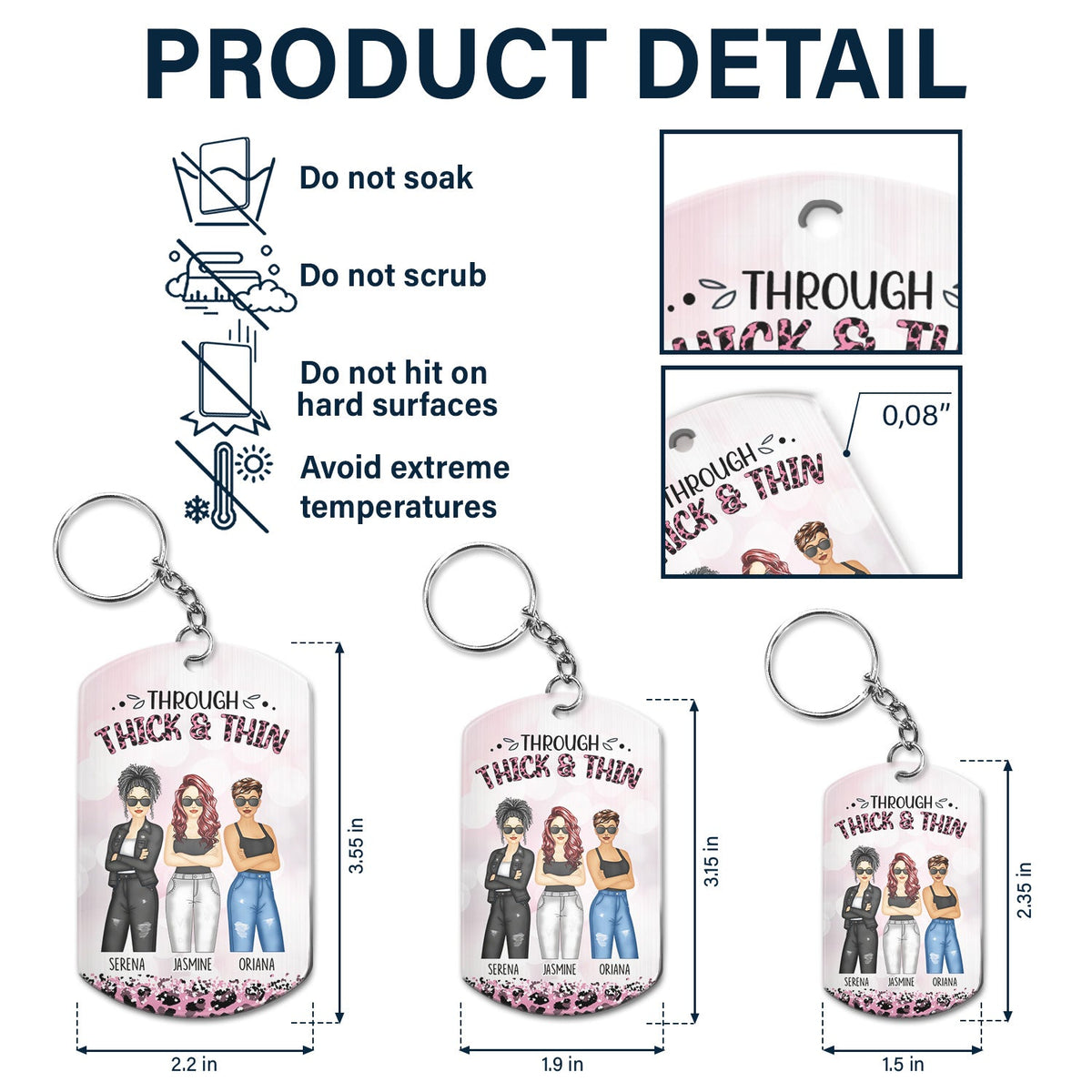 Through Thick & Thin I Promise Fashion - Funny, Anniversary, Birthday Gift For Bestie, Friend, Sibling - Personalized Aluminum Keychain