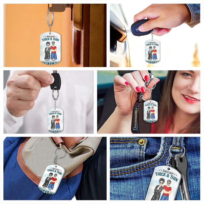 Through Thick & Thin I Promise Fashion - Funny, Anniversary, Birthday Gift For Bestie, Friend, Sibling - Personalized Aluminum Keychain