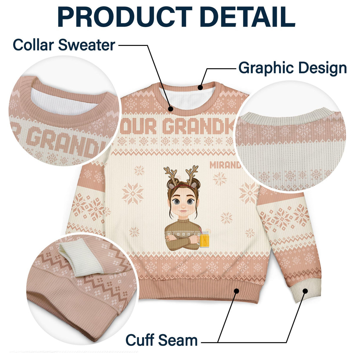 Flat Art - Christmas, Funny Gift For Family, Couple, Dad, Mom, Grandpa, Grandma - Personalized Unisex Ugly Sweater