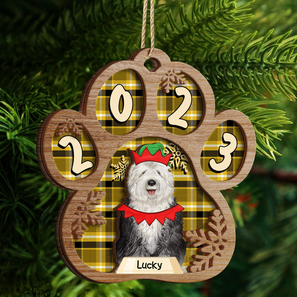 Semi-Real Art - Christmas Gift For Dog Lovers, Cat Lovers, Pet Owners - Personalized 2-Layered Wooden Ornament