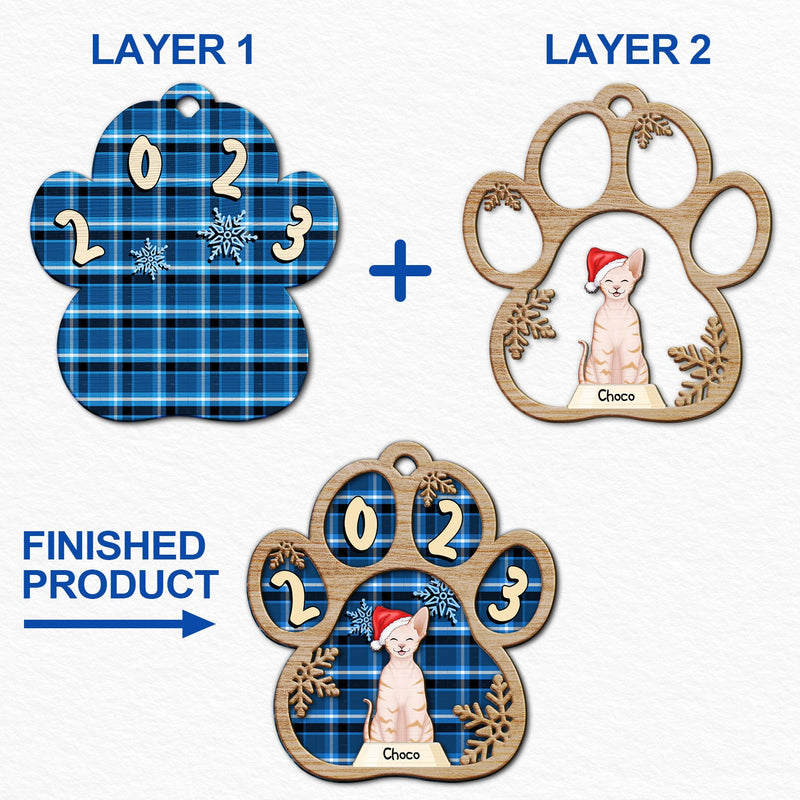 Semi-Real Art - Christmas Gift For Dog Lovers, Cat Lovers, Pet Owners - Personalized 2-Layered Wooden Ornament