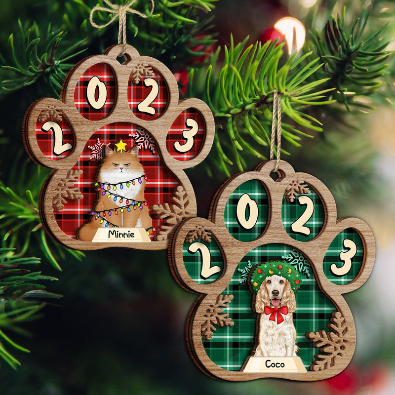 Semi-Real Art - Christmas Gift For Dog Lovers, Cat Lovers, Pet Owners - Personalized 2-Layered Wooden Ornament