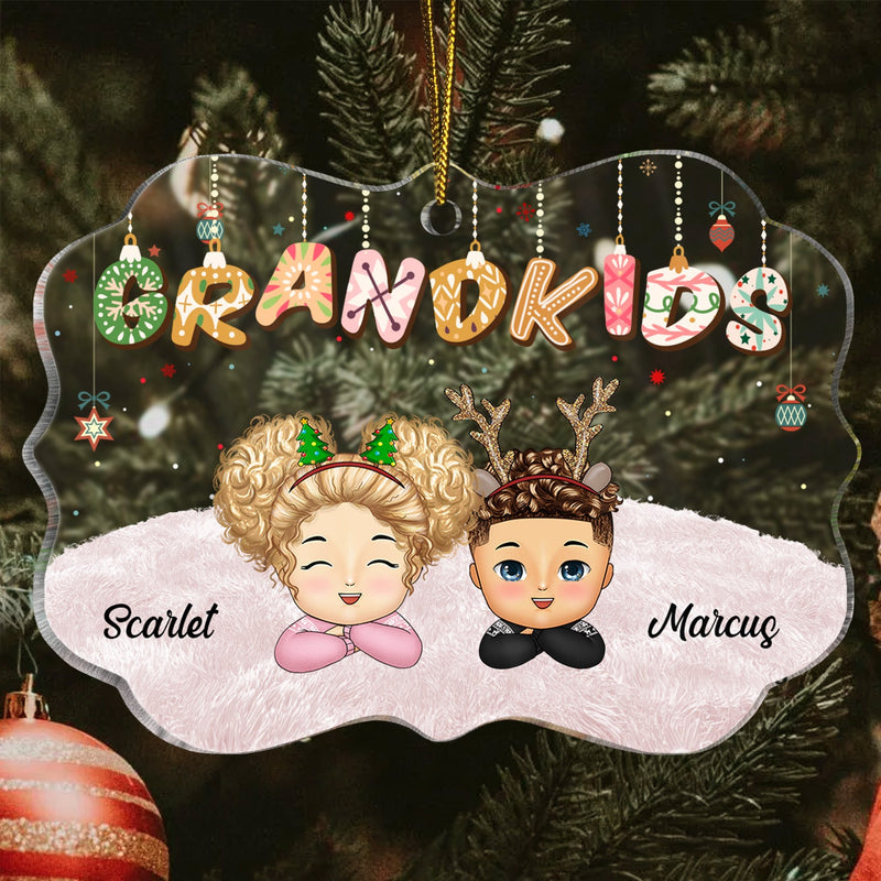 My Grandkids - Christmas, Loving Gift For Grandparents, Grandma, Grandpa, Family - Personalized Medallion Acrylic Ornament