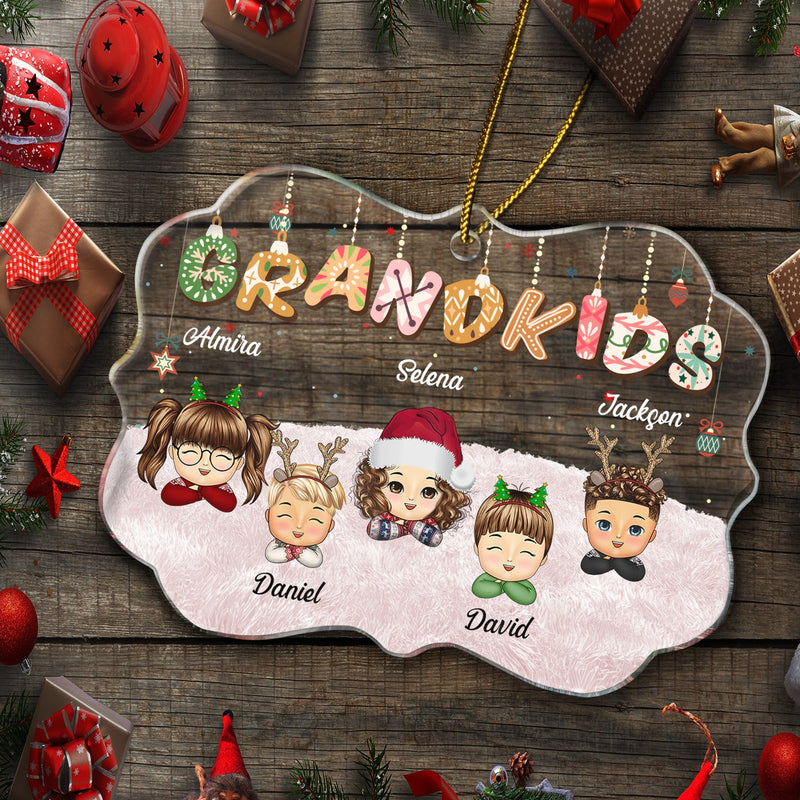 My Grandkids - Christmas, Loving Gift For Grandparents, Grandma, Grandpa, Family - Personalized Medallion Acrylic Ornament