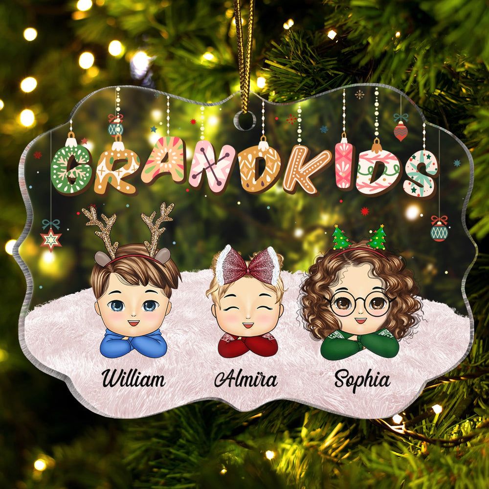 My Grandkids - Christmas, Loving Gift For Grandparents, Grandma, Grandpa, Family - Personalized Medallion Acrylic Ornament