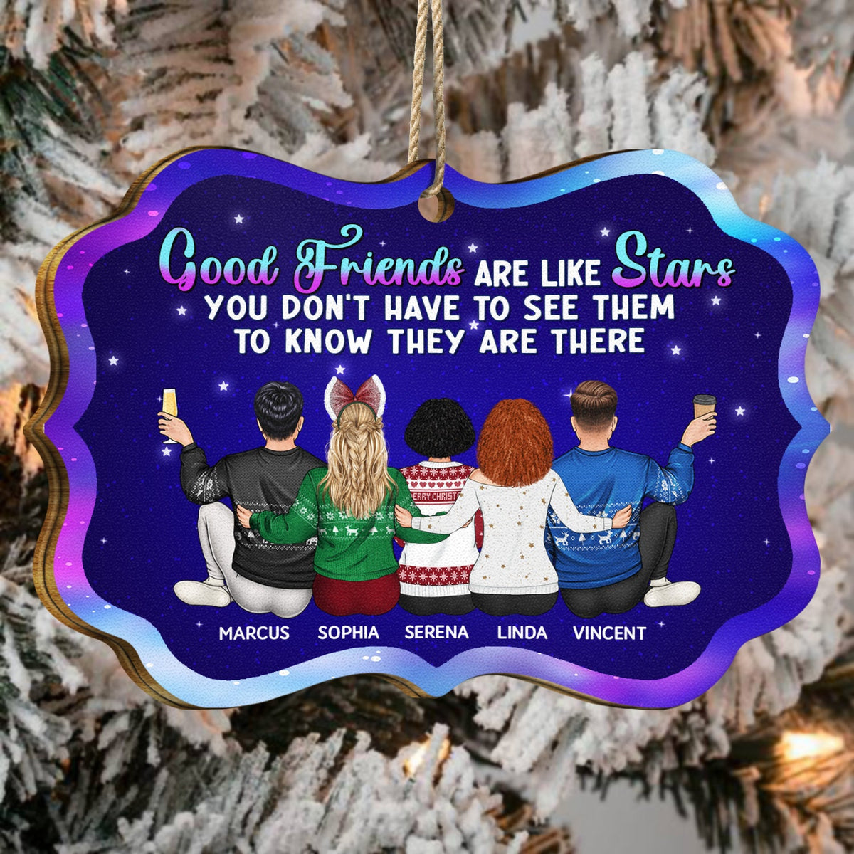Good Friends Are Like Stars - Christmas Gifts For Besties, Best Friends - Personalized Medallion Wooden Ornament