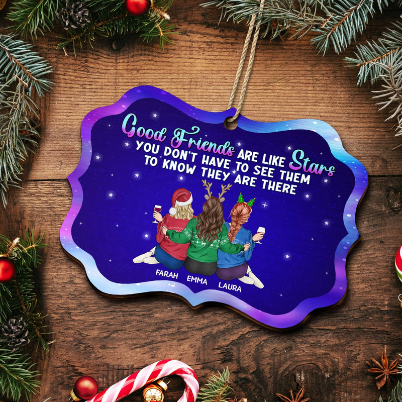 Good Friends Are Like Stars - Christmas Gifts For Besties, Best Friends - Personalized Medallion Wooden Ornament