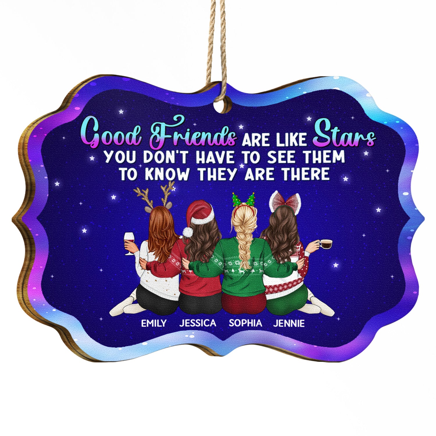 Good Friends Are Like Stars - Christmas Gifts For Besties, Best Friends - Personalized Medallion Wooden Ornament