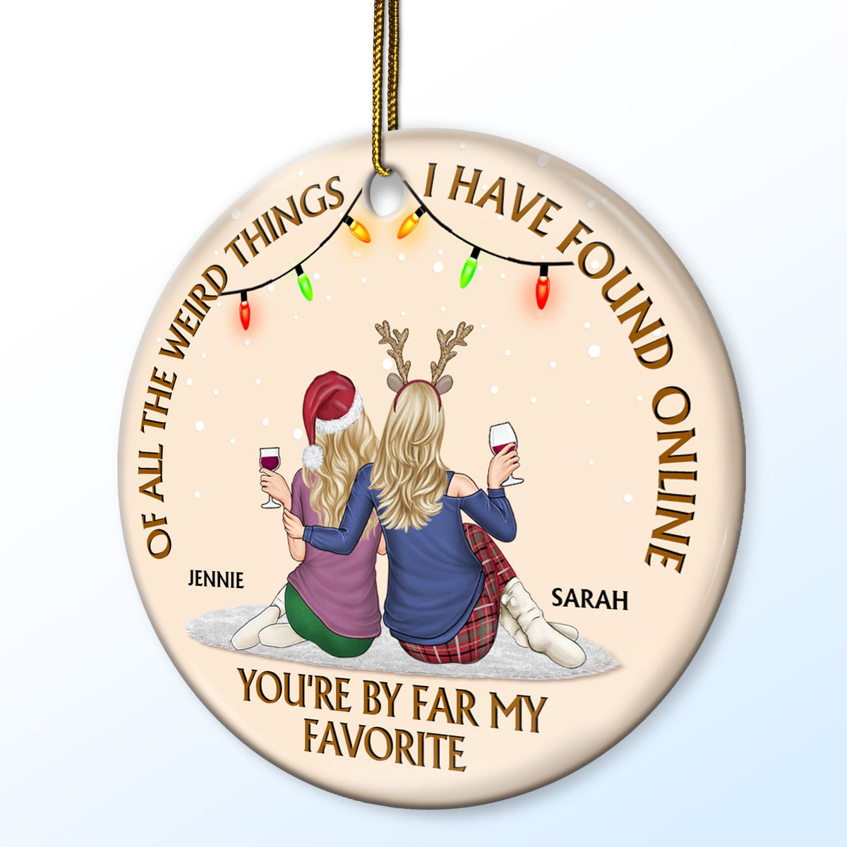 De toutes les choses étranges - Cadeau d'anniversaire, de Noël pour couples, mari, femme - Ornement en céramique rond personnalisé