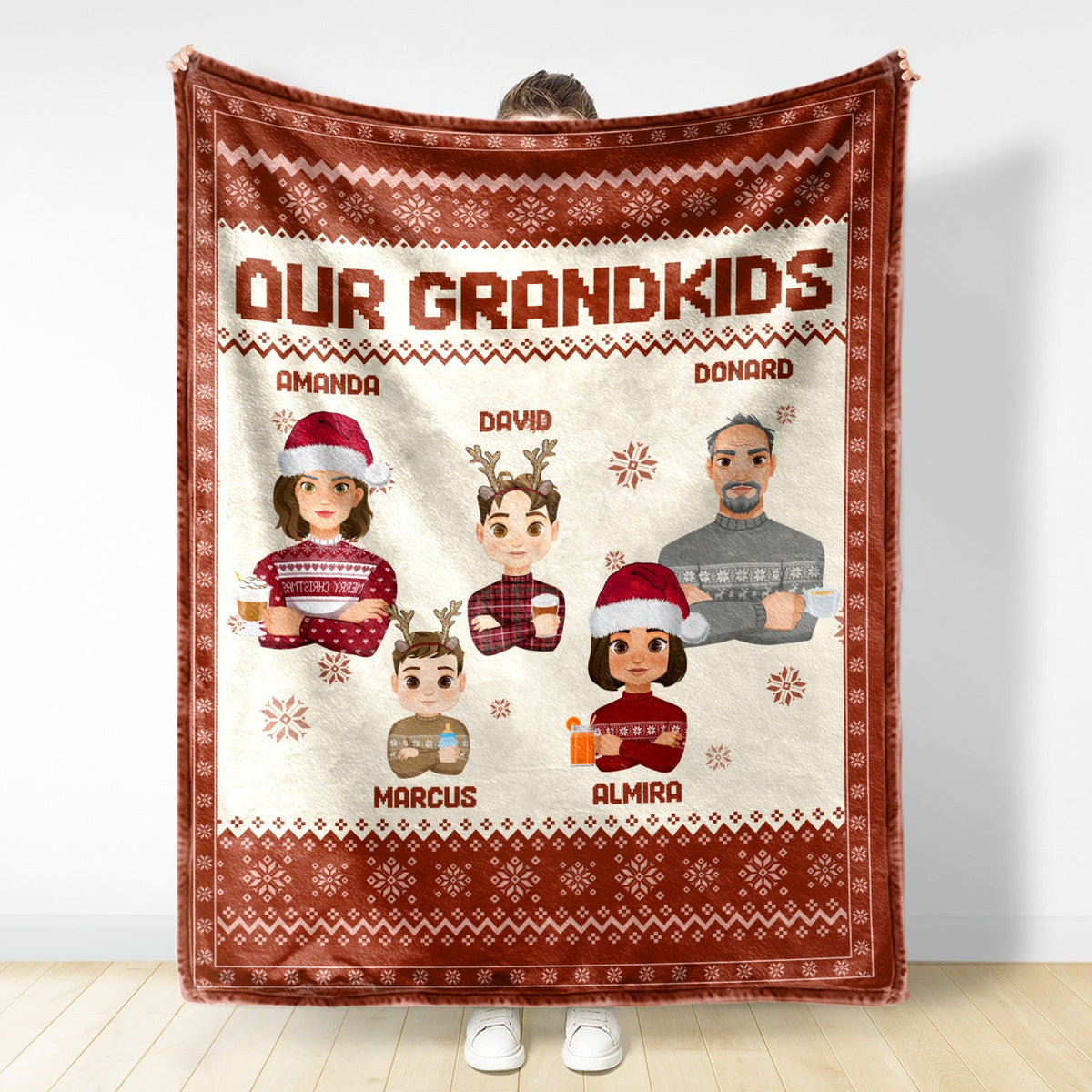 Flat Art - Christmas, Funny Gift For Family, Couple, Dad, Mom, Grandpa, Grandma - Personalized Fleece Blanket