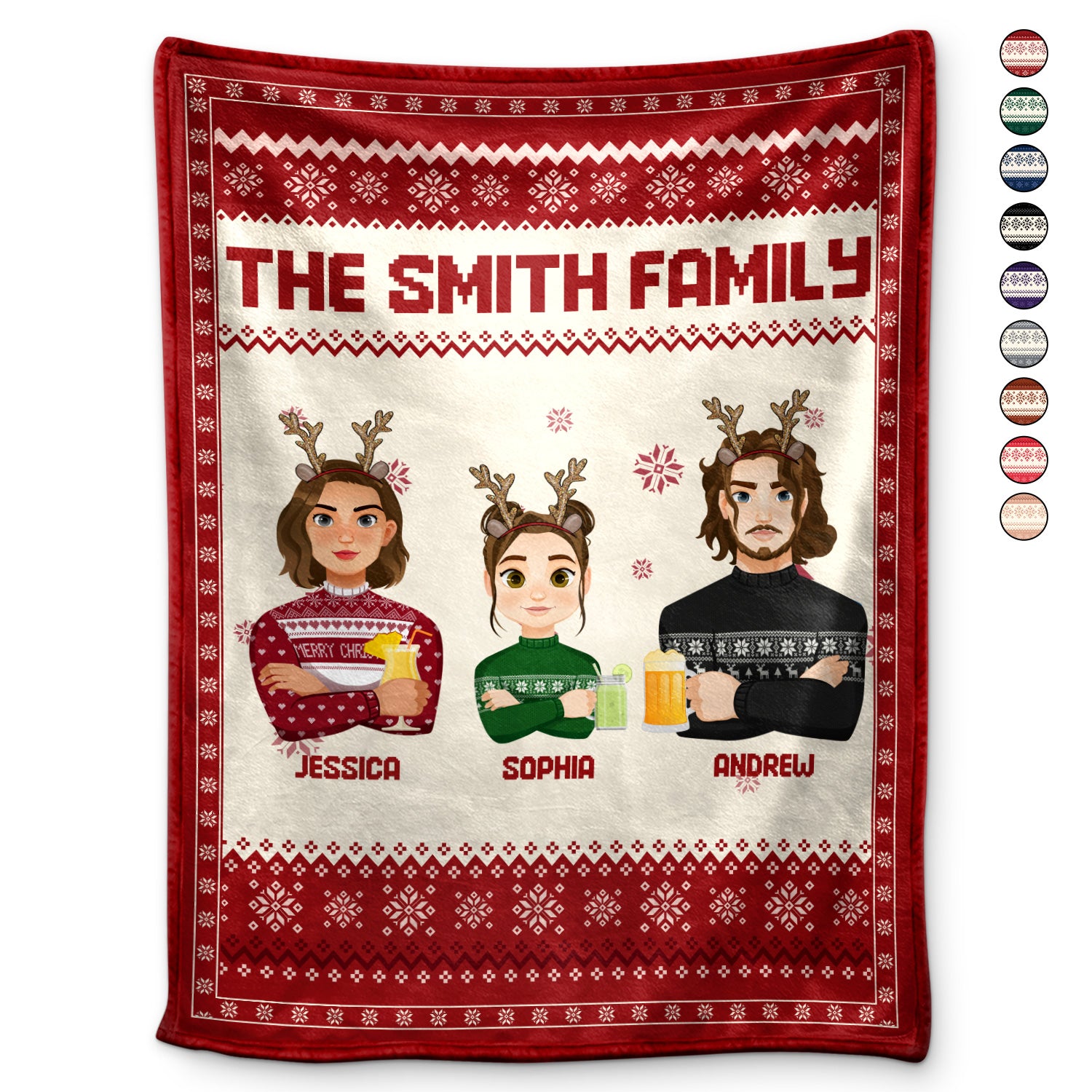 Flat Art - Christmas, Funny Gift For Family, Couple, Dad, Mom, Grandpa, Grandma - Personalized Fleece Blanket