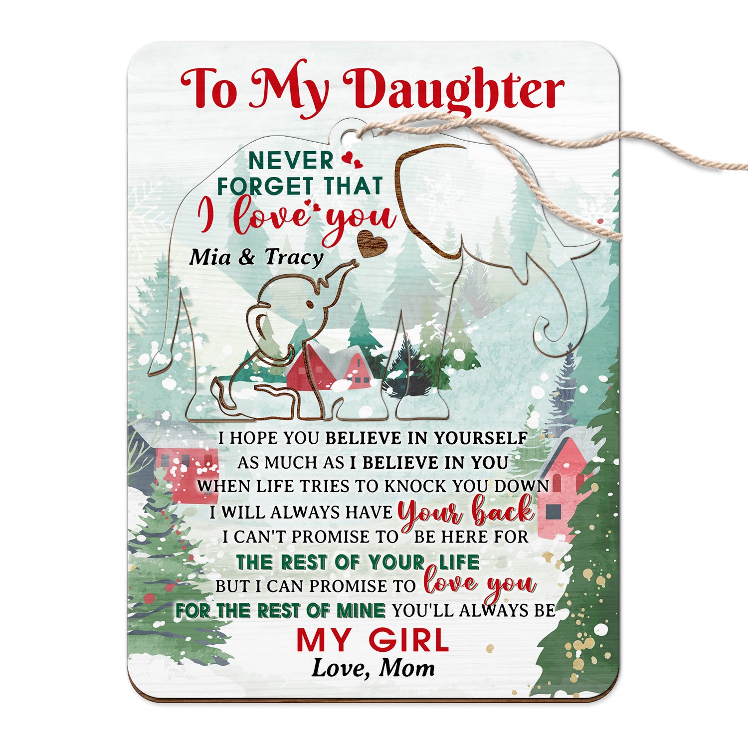 You'll Always Be My Baby - Christmas Gift For Daughter, Son From Mom, Dad - Personalized Wooden Card With Pop Out Ornament