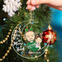 Je t'aime jusqu'à la lune et retour Papa, Nana Chibi - Cadeau de Noël pour les grands-parents - Ornement en acrylique découpé personnalisé