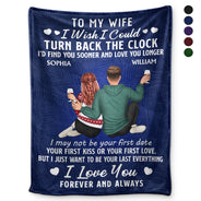 J'aimerais pouvoir remonter le temps - Cadeau d'anniversaire, cadeau d'amour pour les couples, mari, femme - Couverture polaire personnalisée