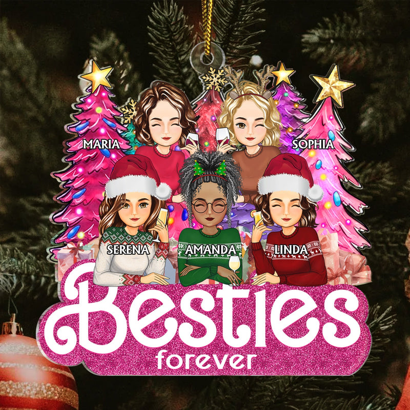 Sisters Forever Pine Tree - Christmas Gifts For Besties, Friends - Personalized Cutout Acrylic Ornament