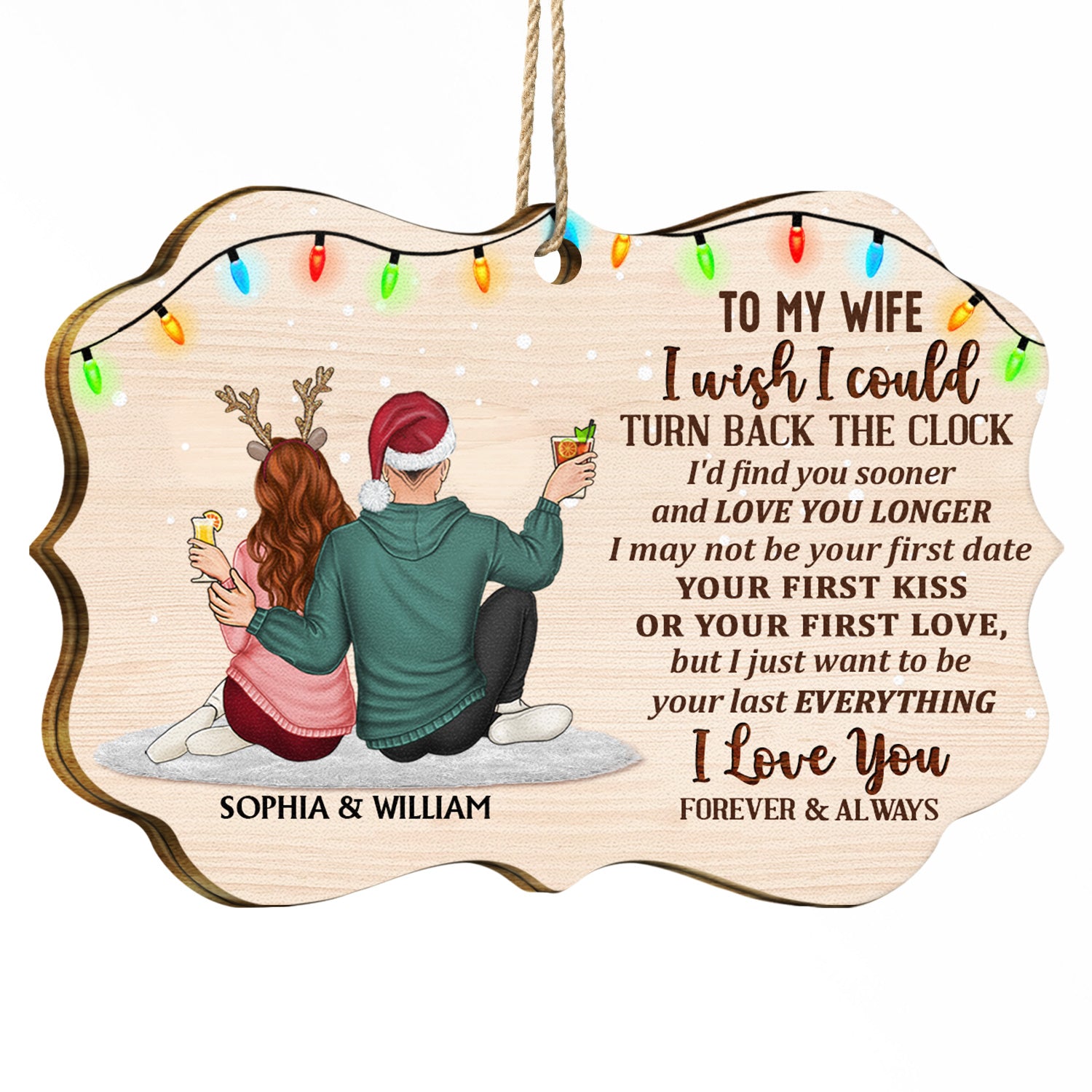I Wish I Could Turn Back The Clock - Christmas Gift For Couples, Husband, Wife - Personalized Medallion Wooden Ornament