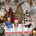 Leopard Checkered Pattern Christmas Tree Family - Xmas Gift For Parent, Grandparent, Sibling - Personalized Wooden Cutout Ornament