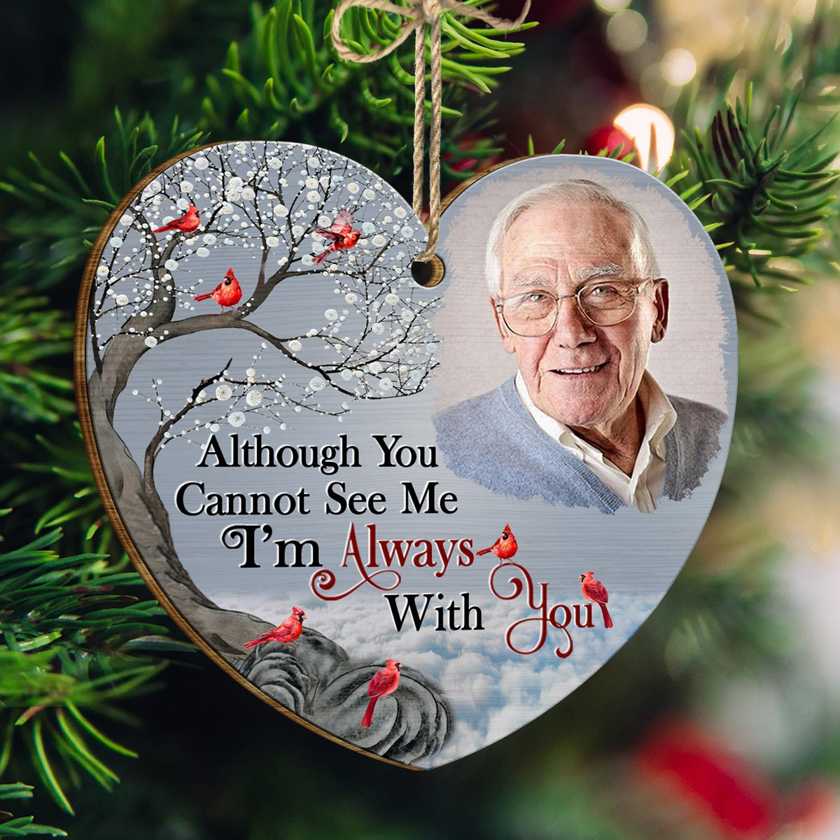 Custom Photo I'm Always With You - Christmas, Memorial Gift For Family, Siblings, Friends - Personalized Custom Shaped Wooden Ornament