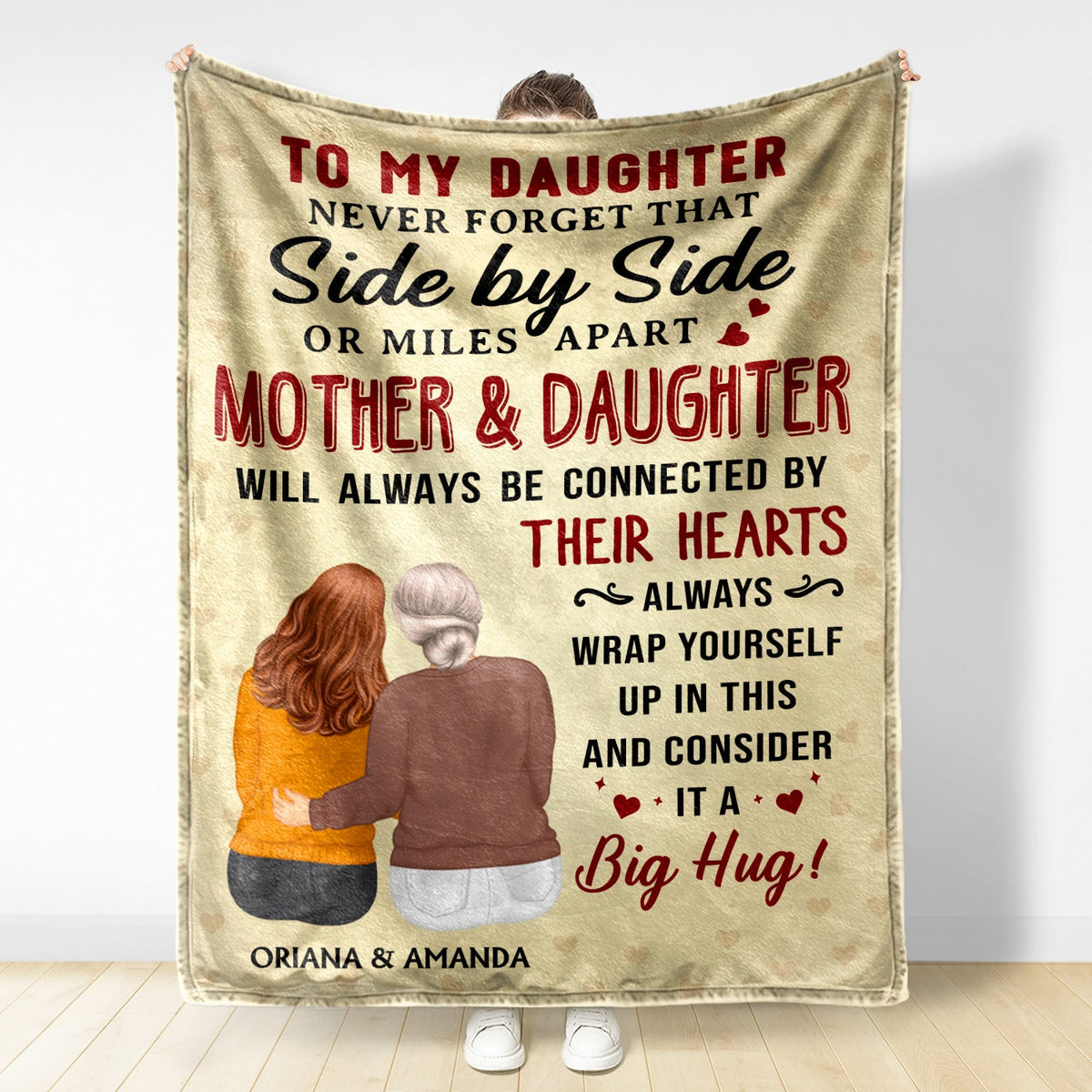 Side By Side Or Miles Apart - Gift For Sisters, Besties, Daughters - Personalized Fleece Blanket