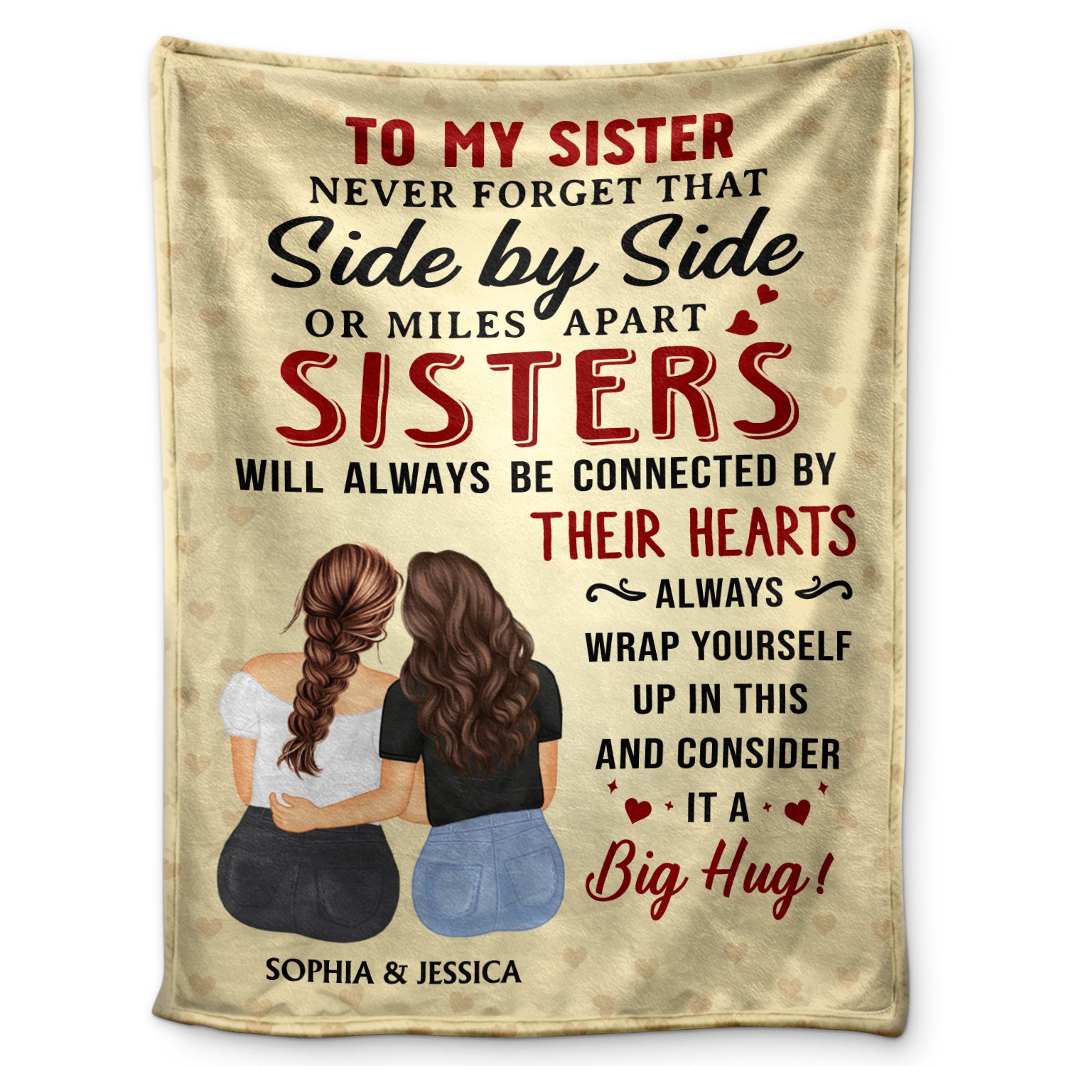 Side By Side Or Miles Apart - Gift For Sisters, Besties, Daughters - Personalized Fleece Blanket