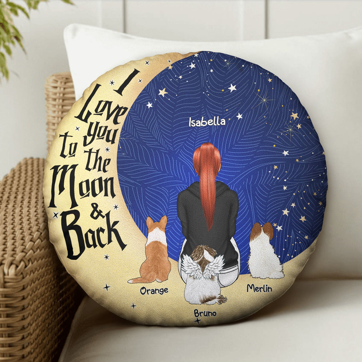 I Love You To The Moon And Back - Gift For Dog Lovers, Cat Lovers - Personalized Round Pillow