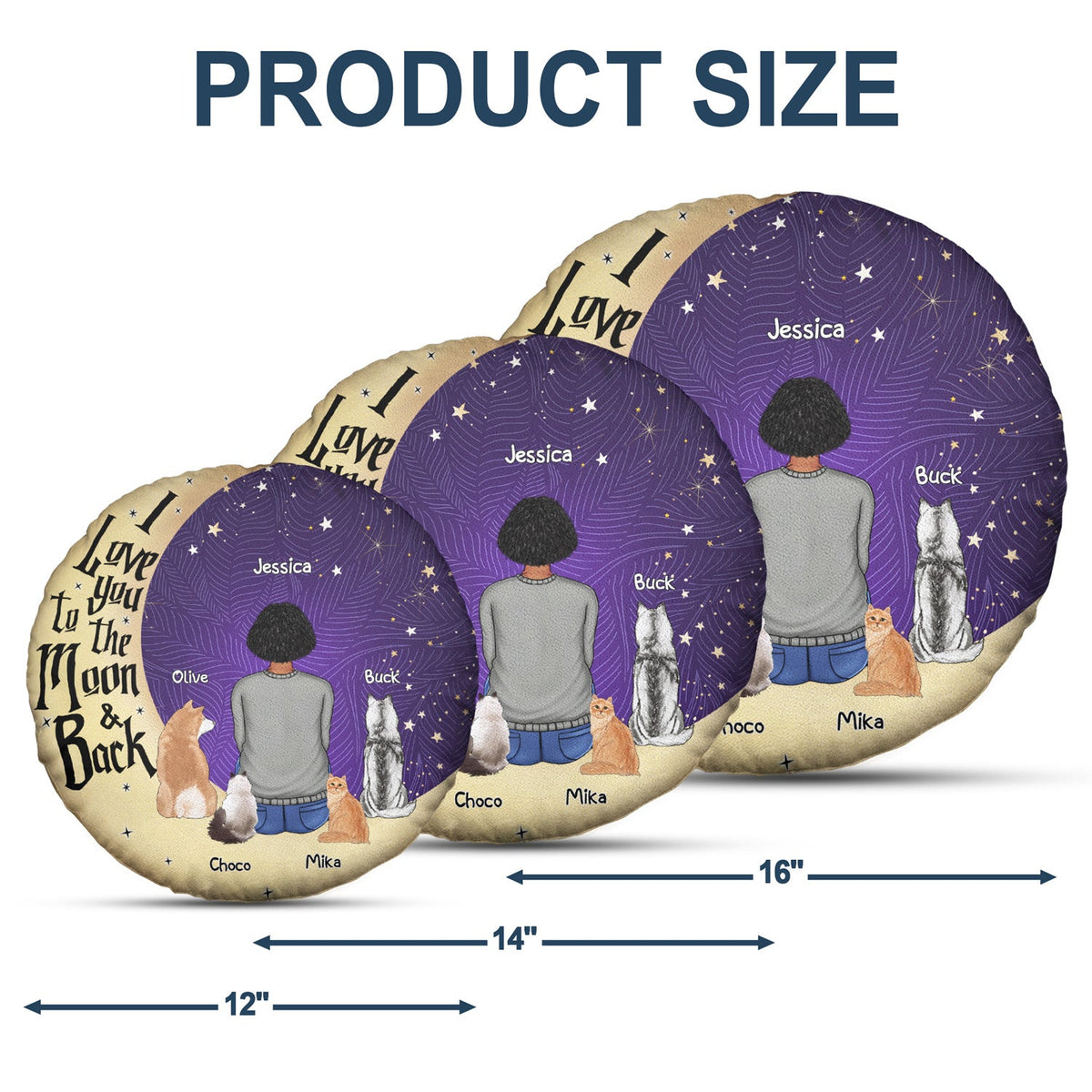 I Love You To The Moon And Back - Gift For Dog Lovers, Cat Lovers - Personalized Round Pillow