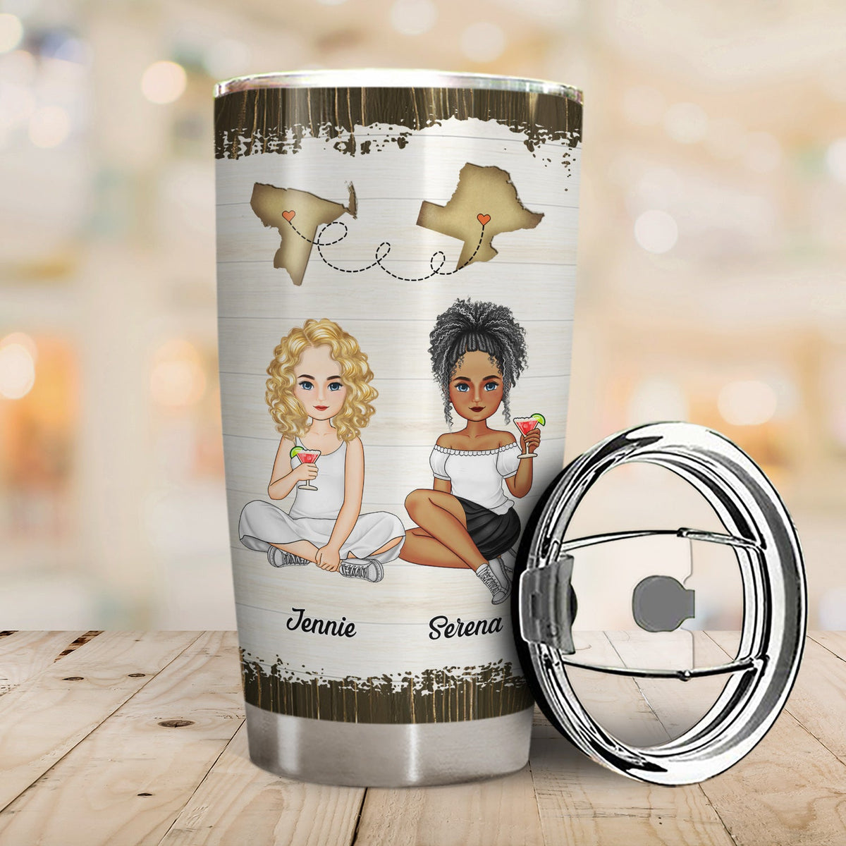 I Wish You Lived Next Door Map - Gift For Besties, Best Friends - Personalized Tumbler