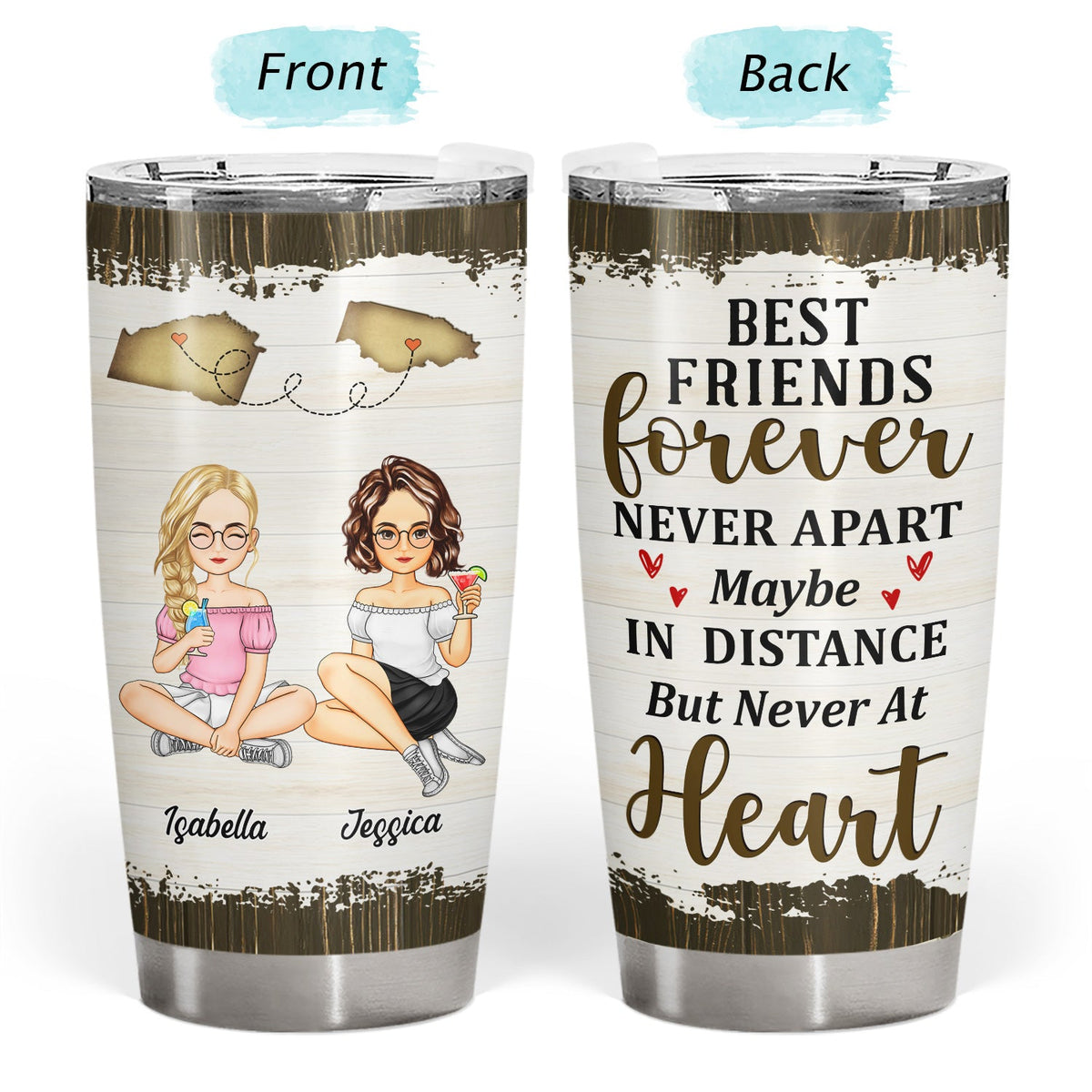 I Wish You Lived Next Door Map - Gift For Besties, Best Friends - Personalized Tumbler