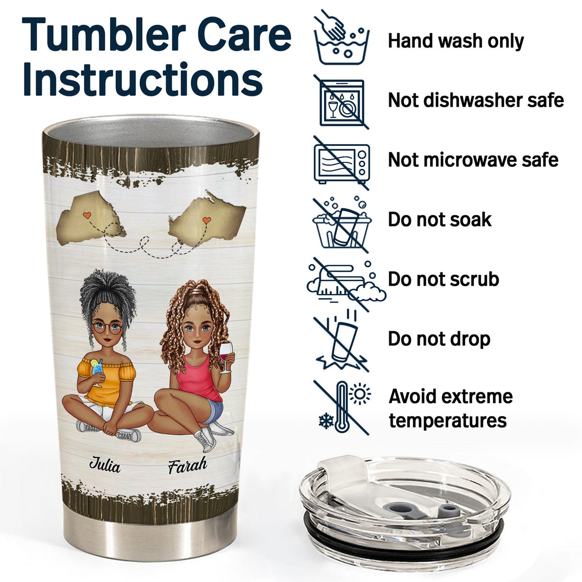 I Wish You Lived Next Door Map - Gift For Besties, Best Friends - Personalized Tumbler