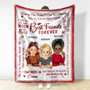 Best Friends Forever Connected By Heart Cartoon - Loving Gifts For Besties - Personalized Fleece Blanket