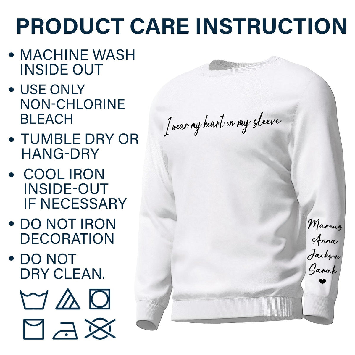 I Wear My Heart On My Sleeve - Gift For Mom, Grandma, Besties, Sisters - Personalized Sweatshirt With Sleeve Imprint