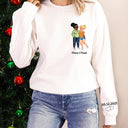 Couple bras dessus bras dessous - Cadeau pour couple, mari, femme - Sweat-shirt personnalisé avec empreinte sur la manche